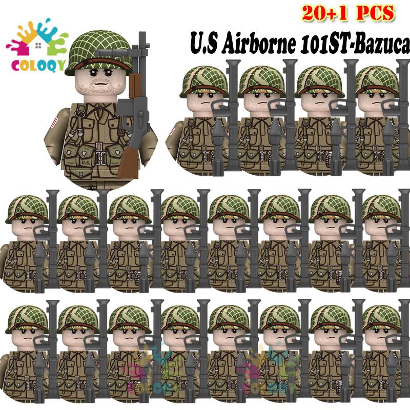 Детские игрушки 21 шт./лот Вторая мировая война N001-N095 Офицеры Солдаты Строительные блоки США Советские Великобритания Мини-фигурки Для детей Дни рождения Подарки