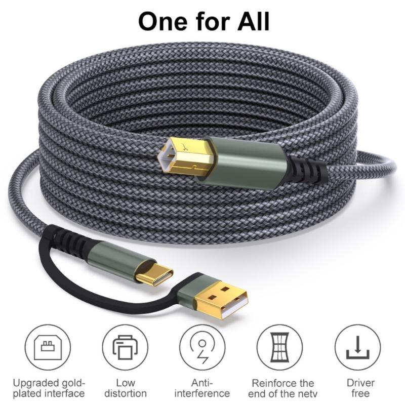 1м/2м/3,0м/5м USB Type C на USB B Кабель для передачи данных Простое подключение Принтеров Сканеров и Цифровых Пианино к Телефонам Планшетам
