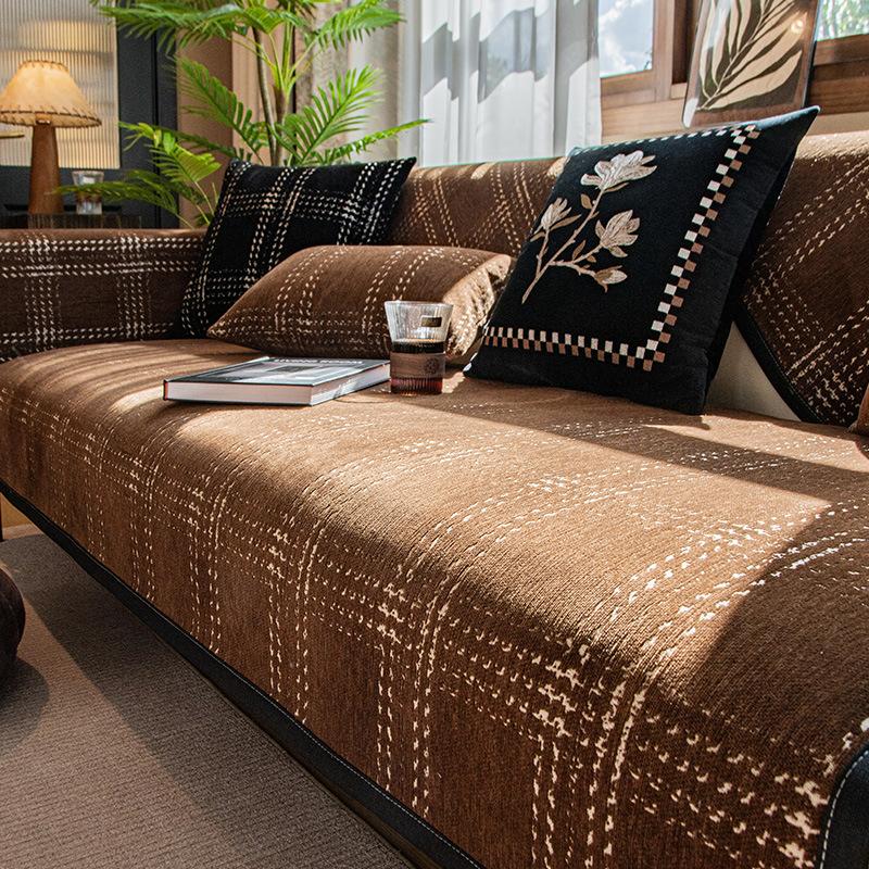 Новая подушка для дивана, универсальная для всех сезонов, нескользящая и грязеотталкивающая, усовершенствованная подушка для сиденья, чехол для дивана из шенилла, тканевое полотенце