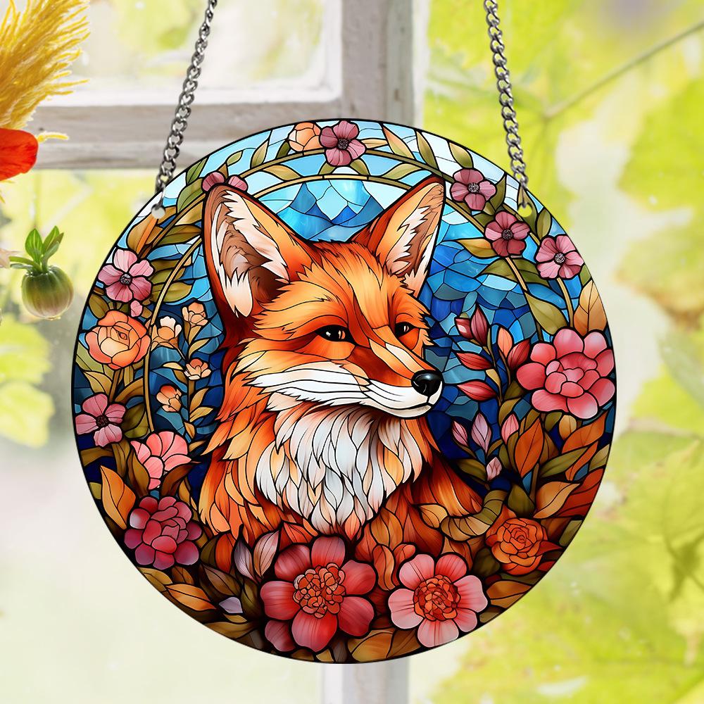 Витражная панель-ловец солнца с колибри, настенный/дверной подвесной декор, птицы, круглый, расписанный акрилом, подвеска для окна, украшение для дома/комнаты