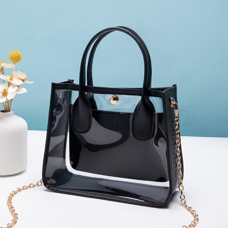 Сумка Женская 2025 Новая Прозрачный ПВХ с Кожаной Цепочкой Сумка Через Плечо Повседневная Маленькая Сумка