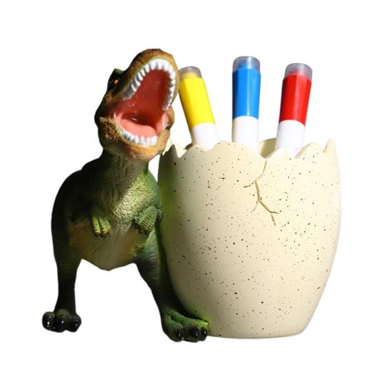 Dinosaur Pen Holder Resin Desk Ornament Cute Dino Toothbrush And Toothpaste Holder Makeup Brushes Organizer Fun Dinosaur Decoration