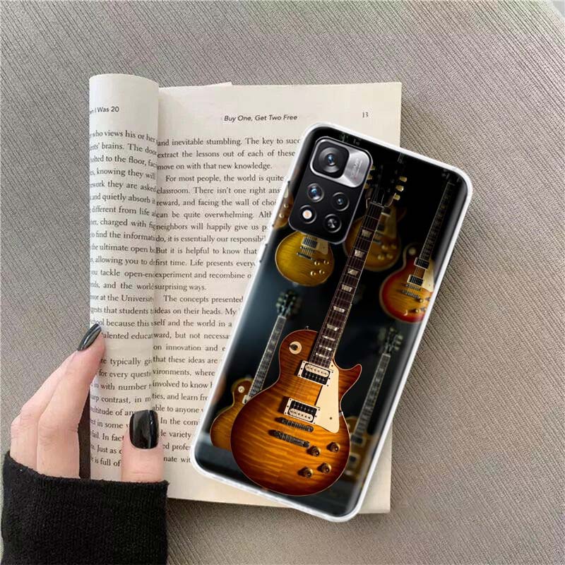 Retro rock Music Electric Guitar Phone Case For Redmi Note 13 12 Pro Plus 14 15 Pro 5G 11 11T 11E 11S 10 Pro 10S 9 9S Cover Cell