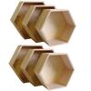 2 blocs de 3 étagères hexagonales en bois 30-40 cm