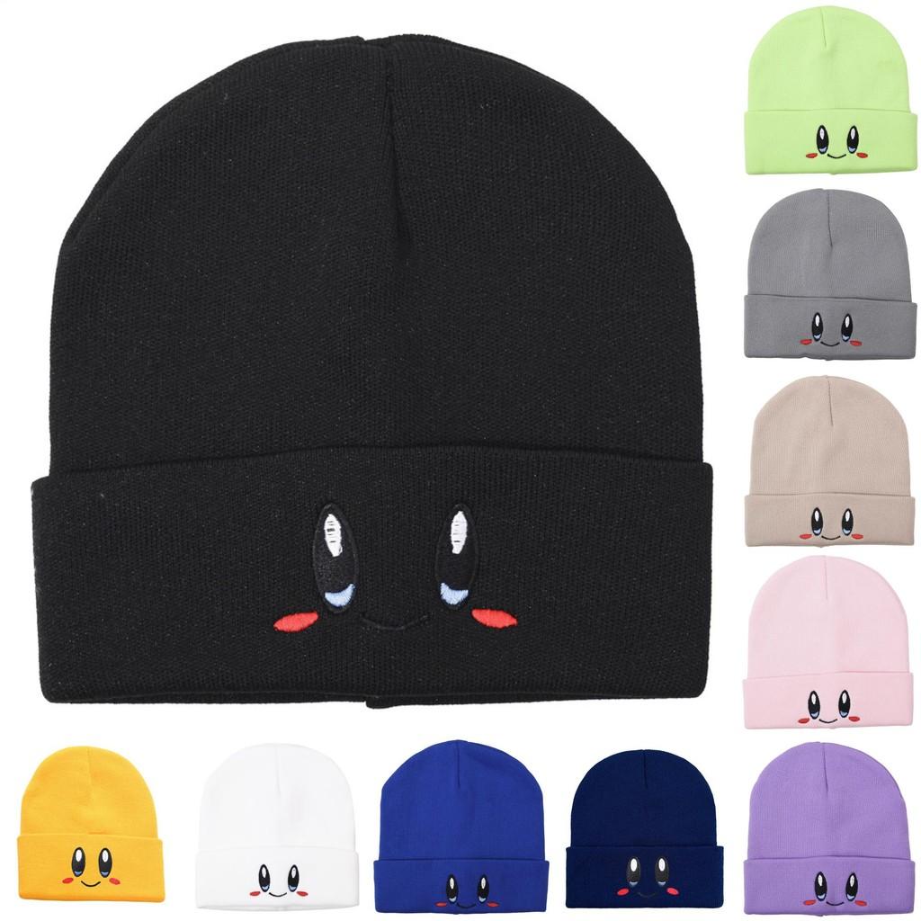 Вязаная шапка с вышивкой в виде улыбающегося лица с большими глазами для летней повседневной носки