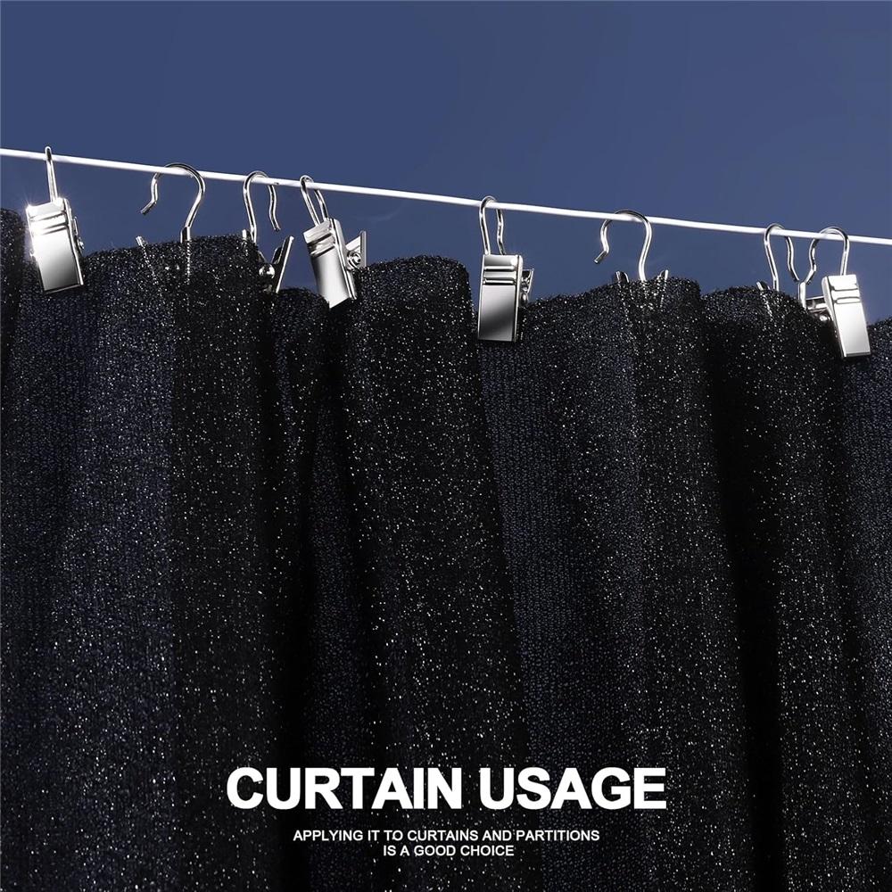 Small Curtain Clips for Hanging - 100 Black Outdoor Light Clip Hooks for Christmas Light Strings, Outdoor Hooks for Awning Patio