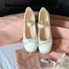 Женская обувь французская осень ретро бант неглубокий носок плоские балетки одинарные нескользящие удобные износостойкие туфли с круглым носком