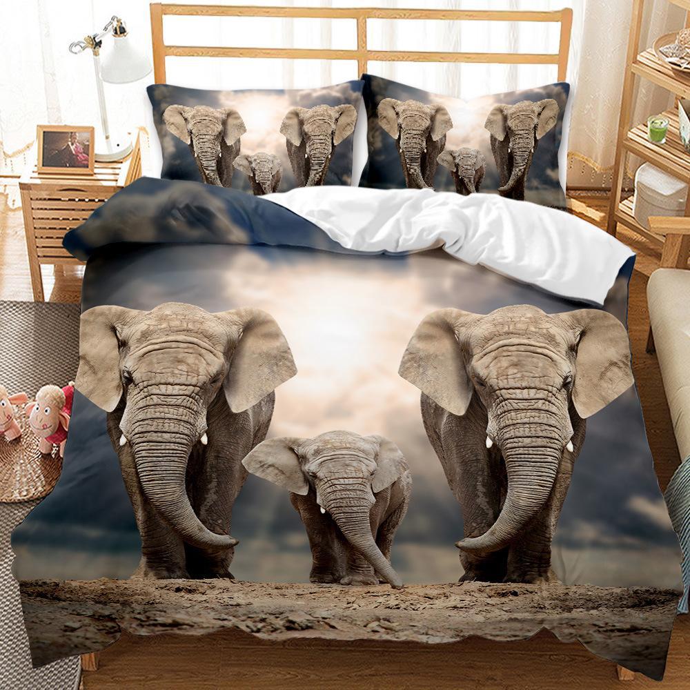 Bedding Three-Piece Custom Digital Printing Home Textile Elephant Quilt Cover Bed Sheet Source