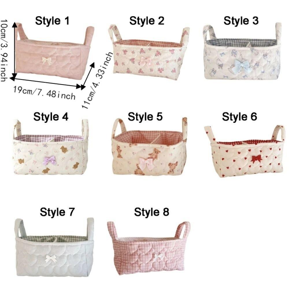 Cotton Small Quilted Storage Basket Folding Cosmetic Organizer Dresser