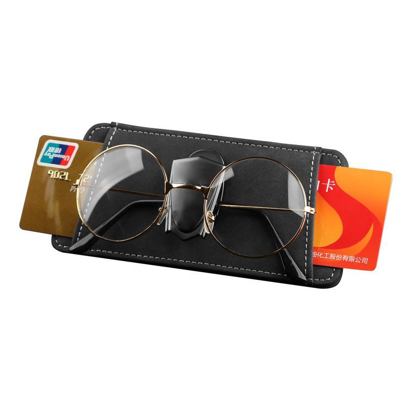 Suede Car Logo Glasses Clip Sunglasses ID Bank Card Storage Bag For Porsche Panamera Cayenne Taycan 911 718 Macan Carrera-GT 928