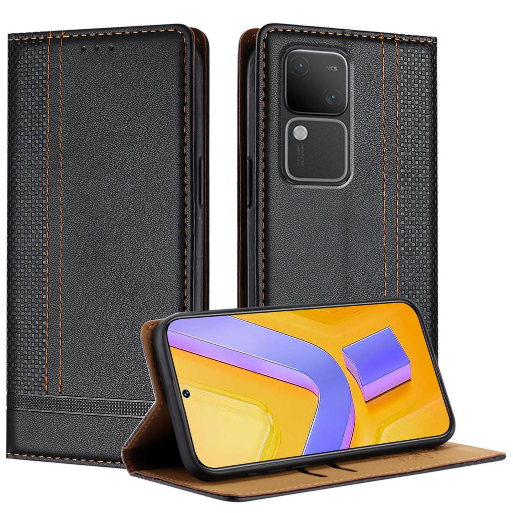 Кожаный чехол-книжка с тиснением личи для vivo Y20, Y20i, Y20s, Y11s, Y12s, iQOO U1x, Y31, Y53s 4G, Y51a, Y33, Y70s, Y35, Y22s, Y22, Y77, Y55, Y75 5G, T1 5G, Y100, В27..