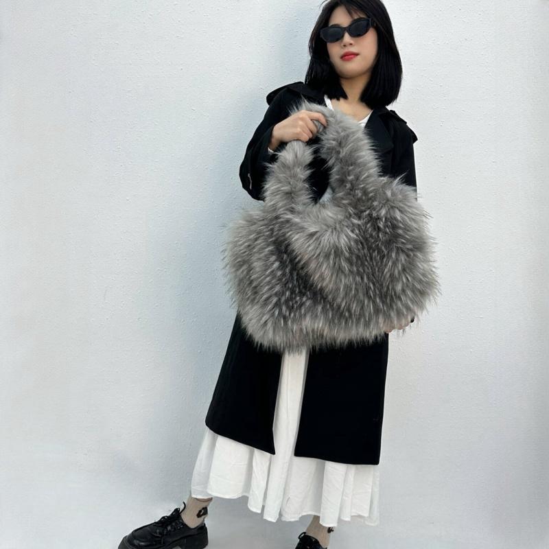 Зимние новые модные мягкие плюшевые женские сумки большой емкости темперамент меховая женская большая сумка тоут европейские и американские ретро женские сумки через плечо