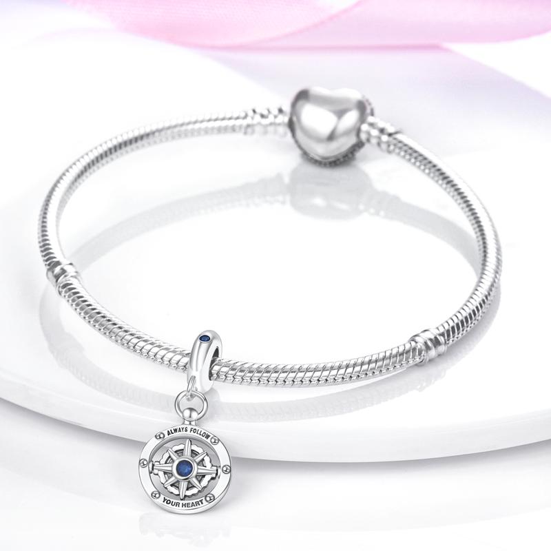 Follow Heart компас висячие подвески бусины кулон серебро 925 пробы подходят оригинальный браслет Pandora браслет DIY для изготовления ювелирных изделий