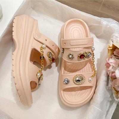 Мода 2025 Женские летние шлепанцы Толстая подошва Сандалии на платформе Повседневные уличные пляжные шлепки Мягкие EVA Домашние тапочки DIY Модные клоги