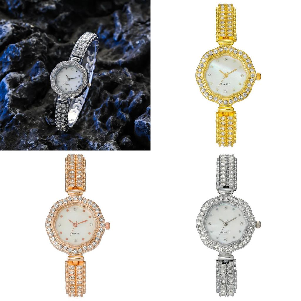 Womens Jewelry Style Metal Watch With Quartz Core And Flower Dial Design