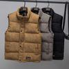 Men's Corduroy Vest Stand-up Collar Autumn and Winter Slim Cotton Vest Casual Warm Vertical Pattern Waistcoat Outer Wear