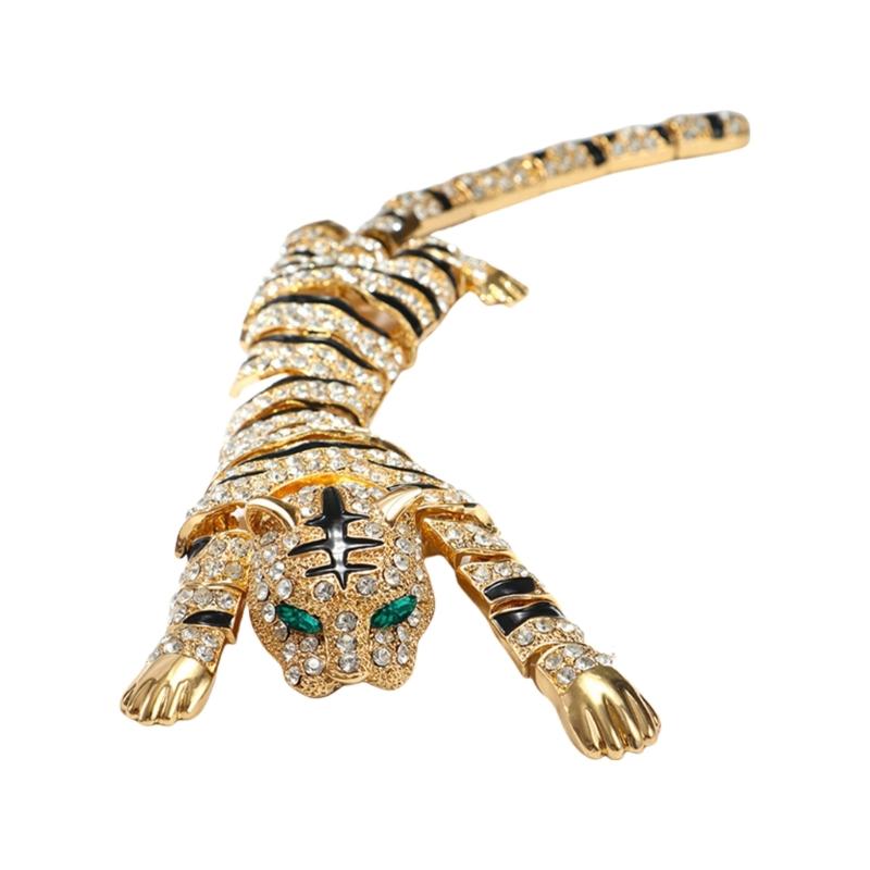 Vintage Rhinestones Tigers Brooch Elegant Rhinestones Tigers Brooch Accessory for Making a Statement at Any Event