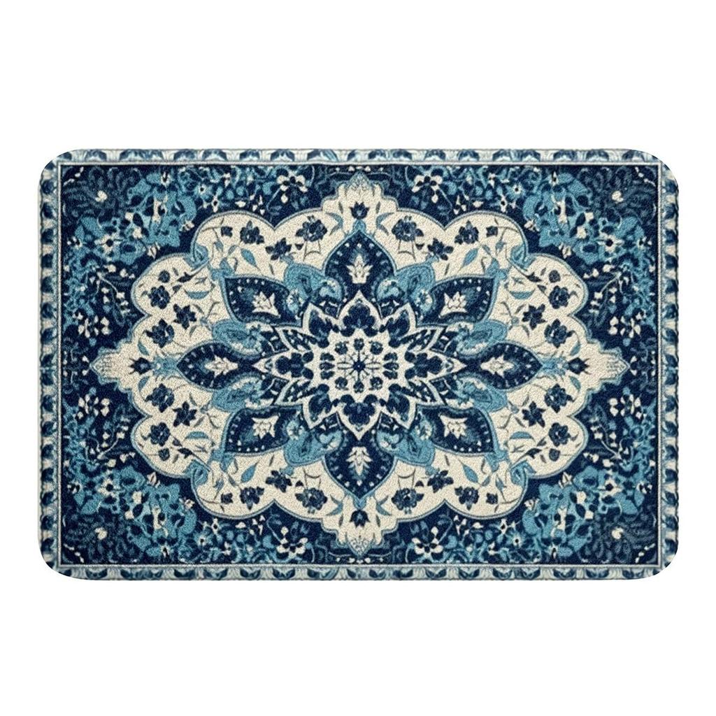 Vintage Oriental Bathroom Rug Non Slip Art Deco Bath Mat Boho Traditional Plush Shower Carpet Retro Floor Mat Home Decor