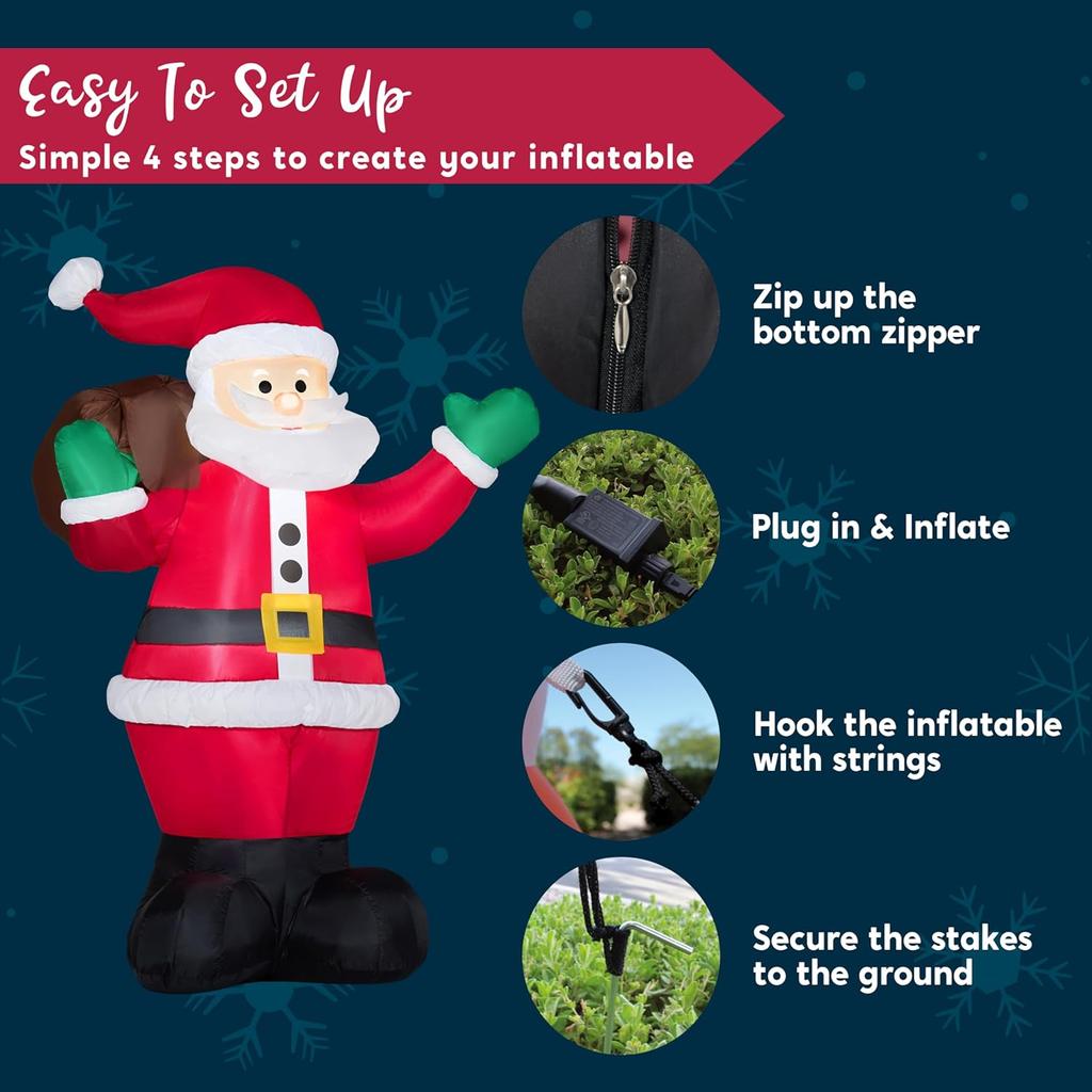 JOYFY 6 футов Рождественский надувной Санта с мешком подарков Надувные рождественские украшения для рождественского двора сада газона зимние украшения