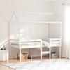 High Bed with Roof White 90x200 cm Solid Pine Wood