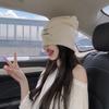 Knit Trendy Japanese Beanie For Winter Women Warm Medium Size Hat Acrylic