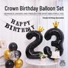 40-Inch Black Crown Number Balloons - Birthday Photo Props & Party Decor