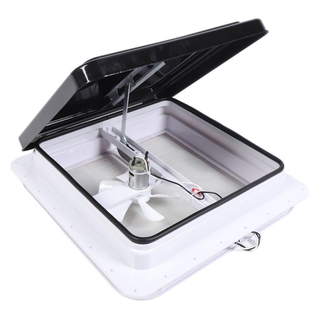 14in RV Roof Vent Fan with DC12V Motor Sun Resistant 6 Inch Blade Black Cover for Trailers Motorhomes