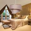 Style Asymmetric Cake Chandelier Dusty Rose Fabric Gold Strip Bedroom Living Room Pendant Lamp