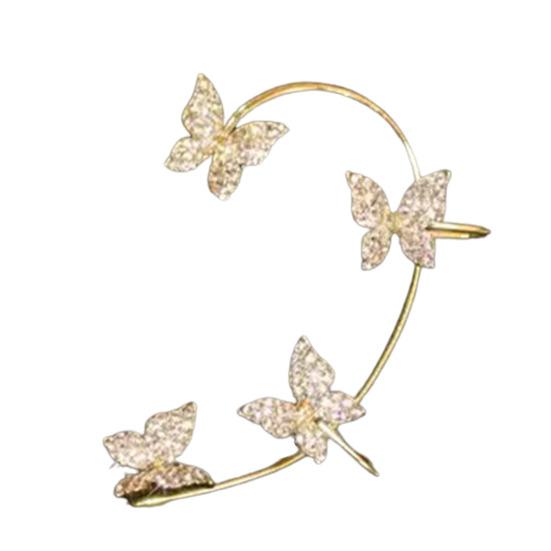 1Pc Clip Earring Butterfly Rhinestone Jewelry Temperament Delicate Ear Cuff for Wedding