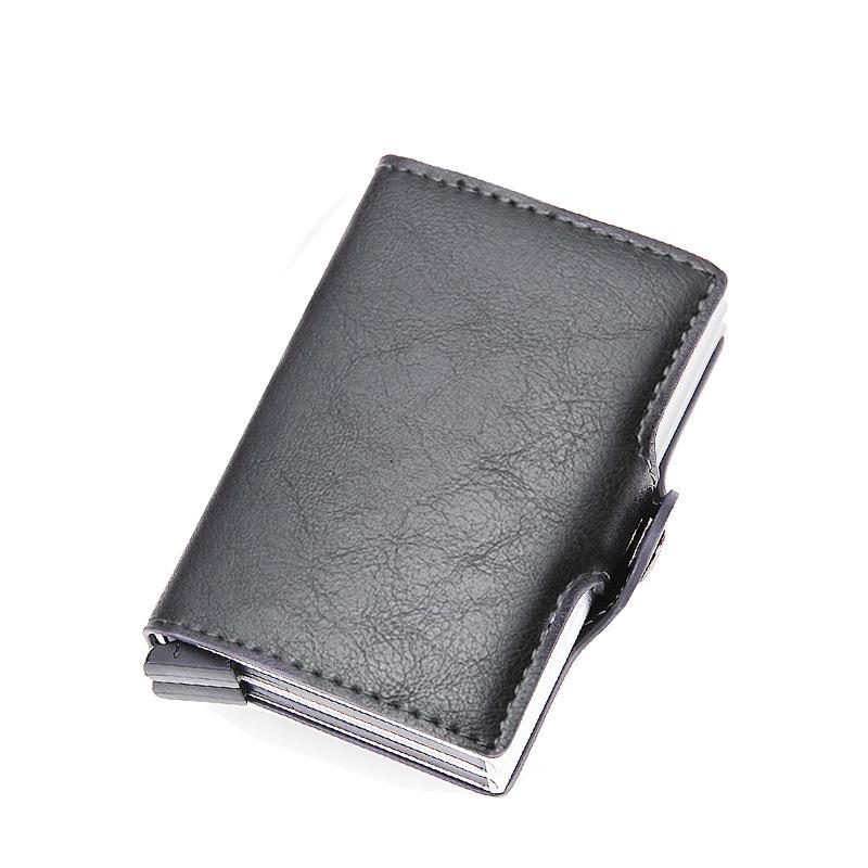 Men's Carbon Fiber RFID Anti-Theft Double Layer Metal Card Holder Wallet