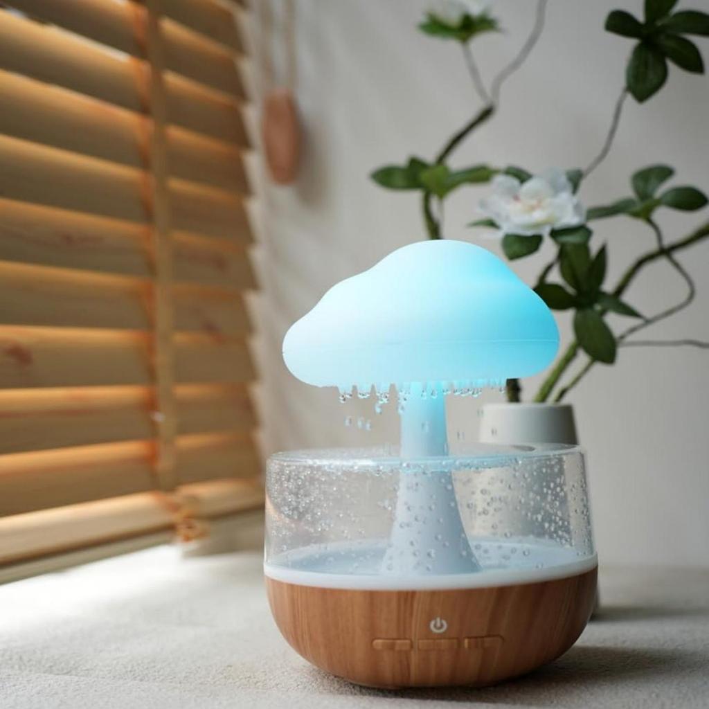 Rain Cloud Humidifier and Aromatherapy Diffuser with Adjustable LED Color Changing Lights, USB Powered Quiet Operation, for Bedroom,Office,Living Room