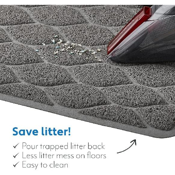 MIGHTY MONKEY Waterproof BPA Free Cat Litter Box Trapping Mat, Easy Clean Floors, Textured Backing, Soft on Sensitive Kitty Paws, Cats Accessories,