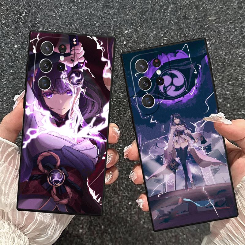 Genshin Impact Raiden Shogun Soft Phone Case for Samsung Galaxy S26 S25 Edge S24 Ultra S23 Plus S22 S21 FE S20 Black Cover Back