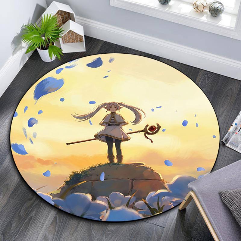 Frieren3 Round Area Rug,Carpet Rug for Living Room Bedroom Sofa Playroom Decor,Non-slip Floor Mat