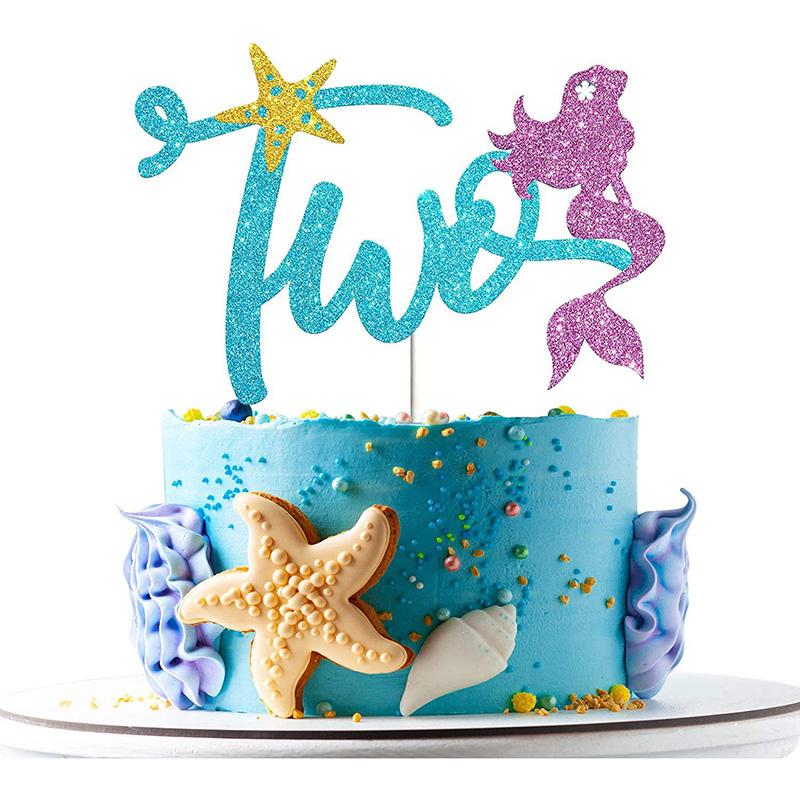 Хвост русалки С Днем Рождения Торт Украшение для вечеринки в честь Русалочки 1-10 цифр Украшения для кексов для девочек День рождения Baby Shower Декор