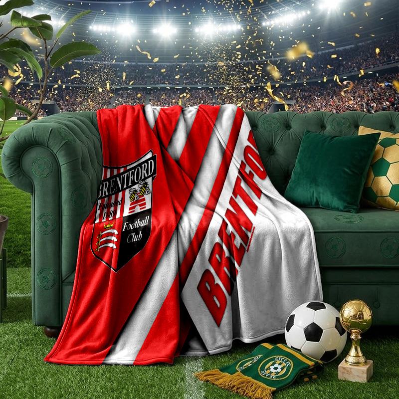 Brent-ford Football Club Crest Throws Blanket Flannel Blankets Plush for Couch Bed Gifts for Men Women Travel picnic blanket Christmas fan gifts