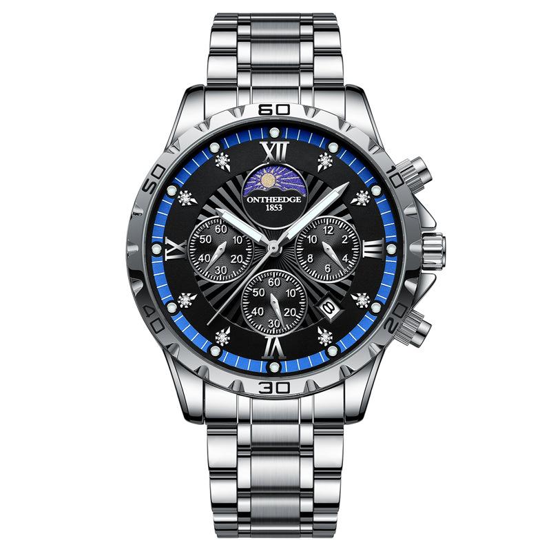 ONTHEEDGE Мужские часы Многофункциональные светящиеся в темноте водонепроницаемые механические часы с твердым стальным ремешком