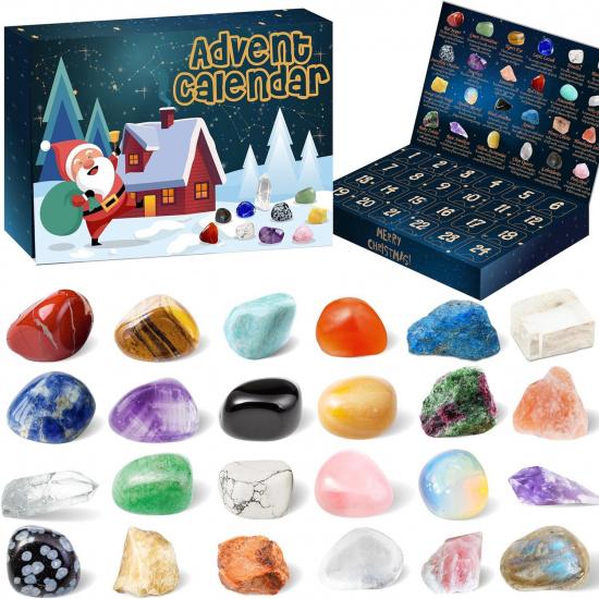 Christmas Mineral Stone Blind Box, Kids Mystery Rock Digging Exploration Kit, Natural Gemstone Art Ornament Desktop Decor