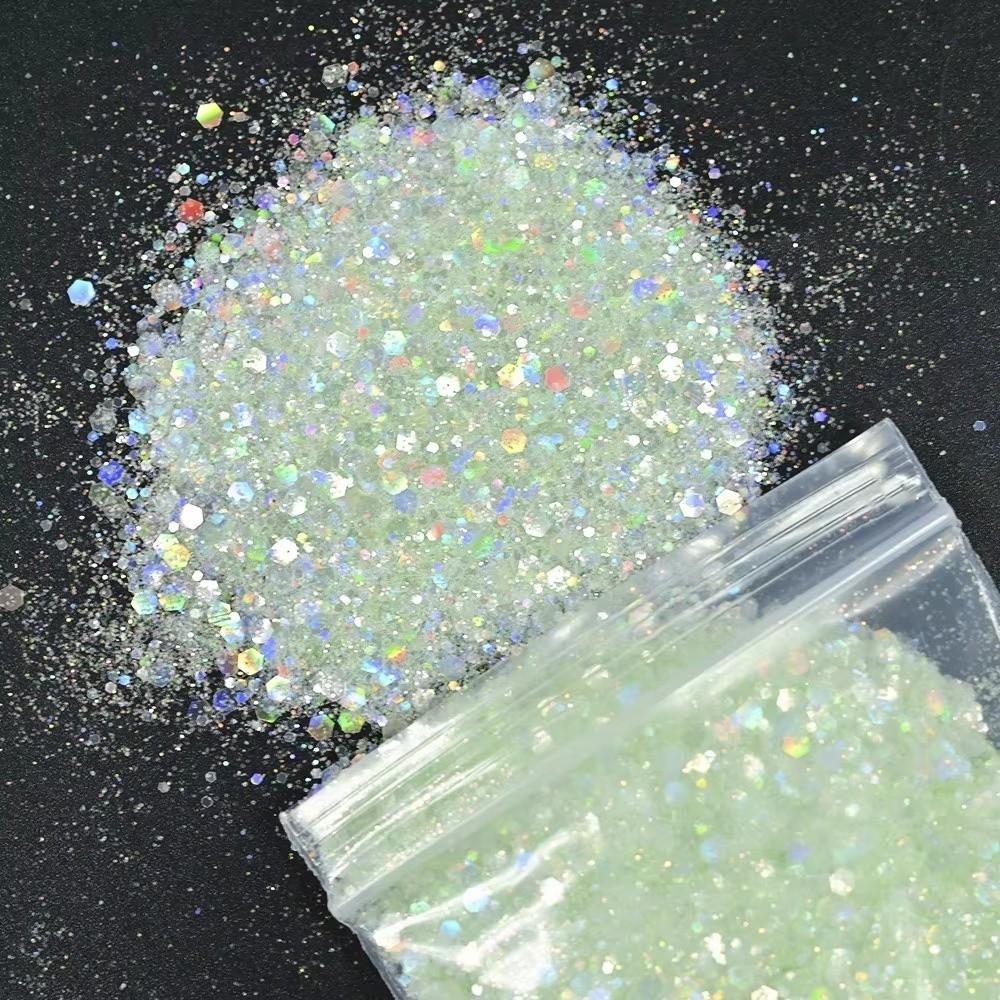 50G Holographic Nail Diamond Glitter Sequins Hexagon Holographic Glitter Polish Decoration