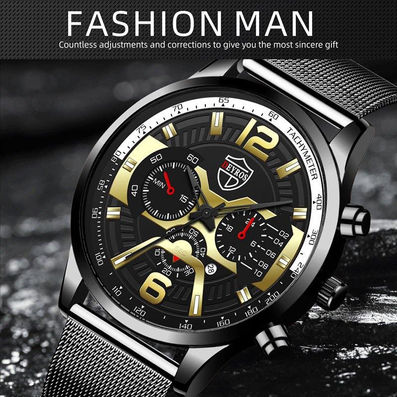 Модные мужские часы из нержавеющей стали с календарем и датой, качественные деловые кварцевые мужские часы