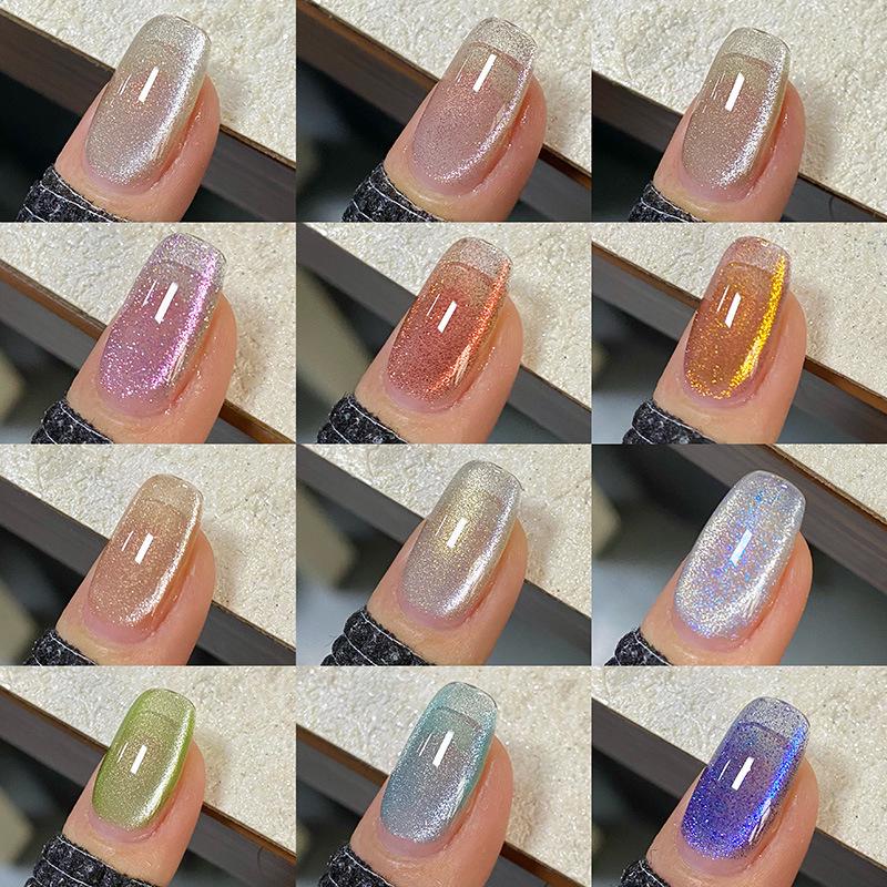 Гель-лак Ming Rui Crystal Cat Eye - Коллекция Весна/Лето 2025: Зеркальный фарфор белый с эффектом стеклянных бусин