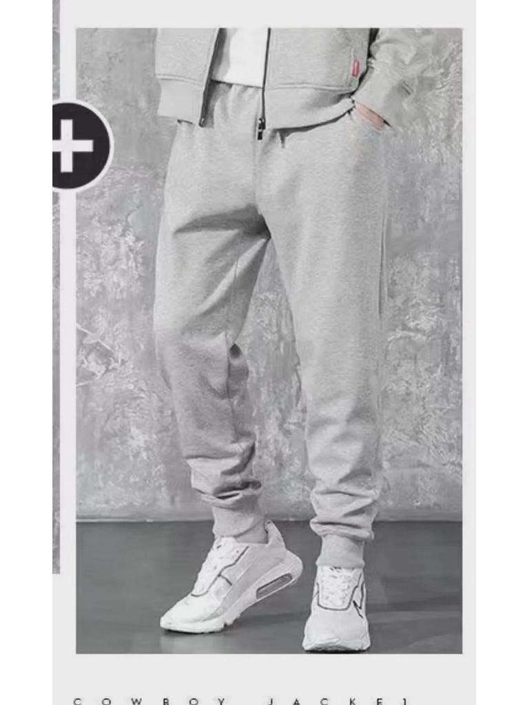 Мужской модный повседневный спортивный костюм в корейском стиле из утолщенного бархата на осень/зиму