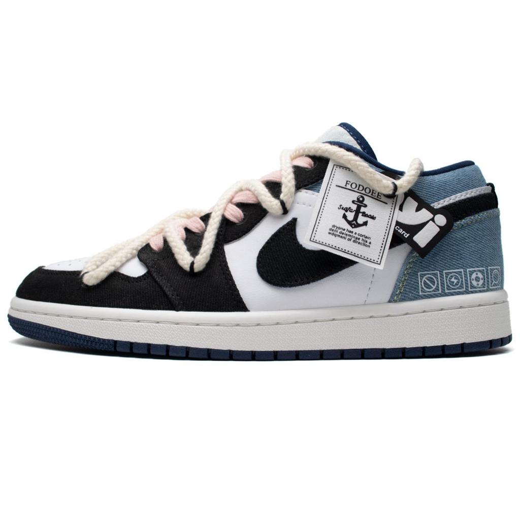 Jordan Air Jordan 1 Restricted Area Cushioning Slip Resistant Low top Vintage Basketball Shoes Men's Light Blue IH0648-141(Team98-)