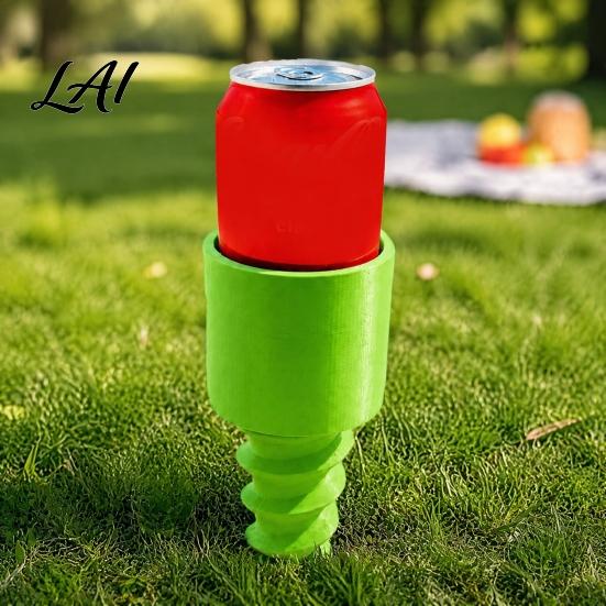 Camping Beverage Holder Beach Sand Cup Holder Stable Spiral Screw-in Stake 3D Outdoor Spike Print Portable Coaster for Lawn Picnic And Ground Stake