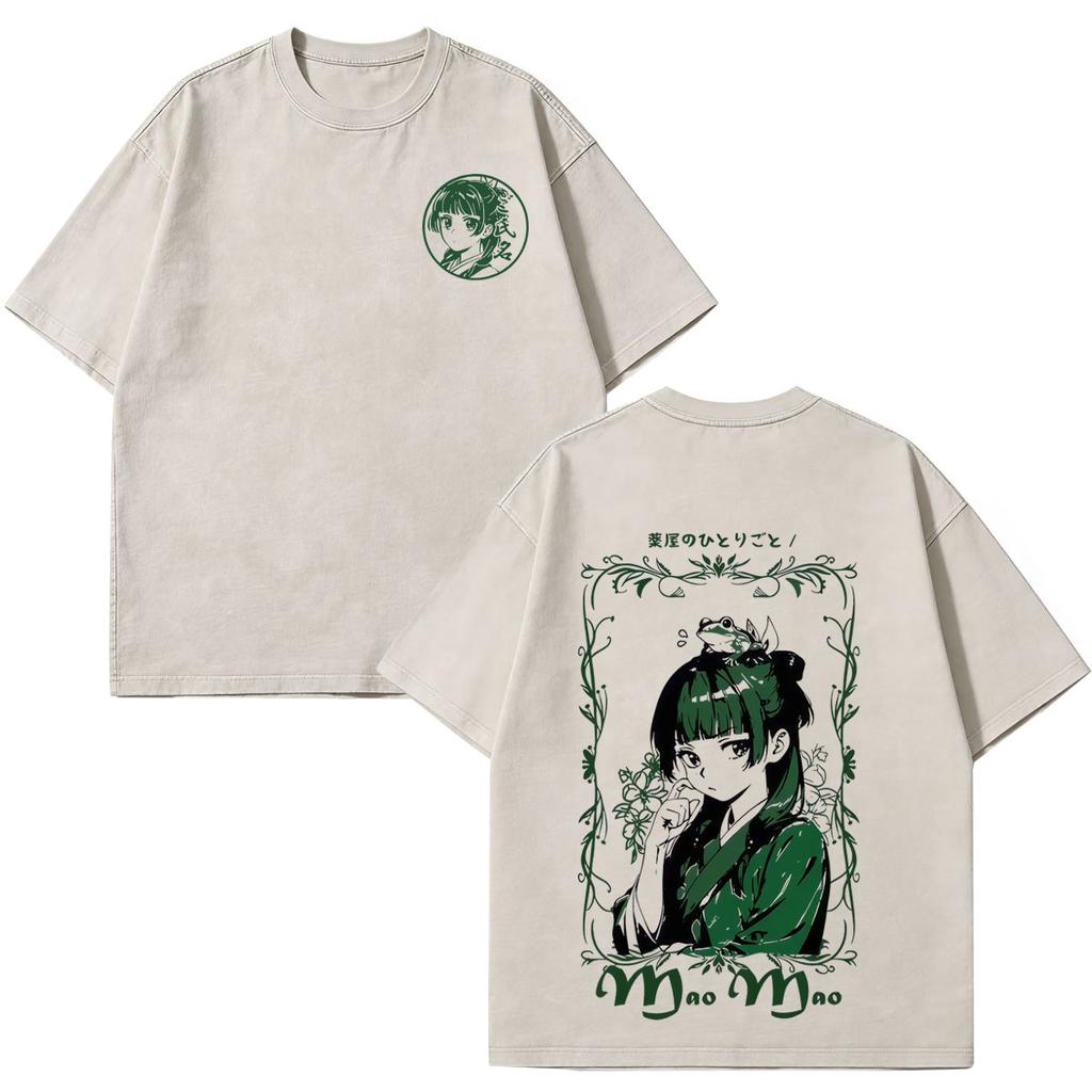 Anime The Apothecary Diaries Print Vintage Washed Tees Men Women Fashion Tshirt Casual Cotton Shortsleeved T Shirts Fan Gifts
