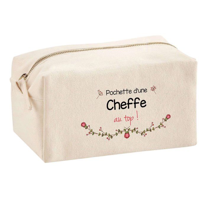 Trousse multifonction Cheffe au Top Cadeau Anniversaire Noël Collègue Départ Retraite Idée | Trousse Scolaire Fournitures Bureau