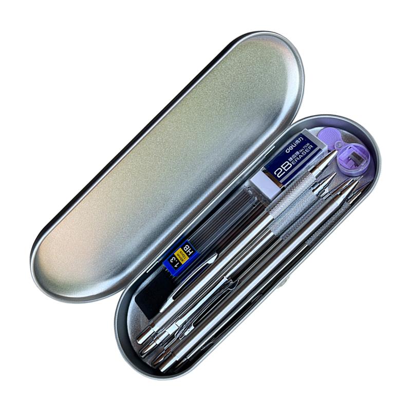 Набор металлических механических карандашей с пеналом, грифелями, ластиком, точилкой, набор 0.3 0.5 0.7 0.9 1.3 2.0 мм, автоматический карандаш для рисования и эскизов