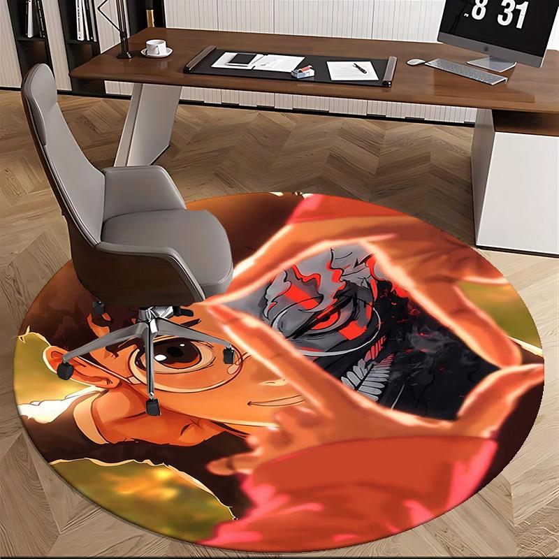 1pc Anime Demon Slayer Design Round Carpet - Office Chair Mat, Non-Slip Rug for Home Decor, Living Room, Bedroom, Game Room, Festival Gift, Universal