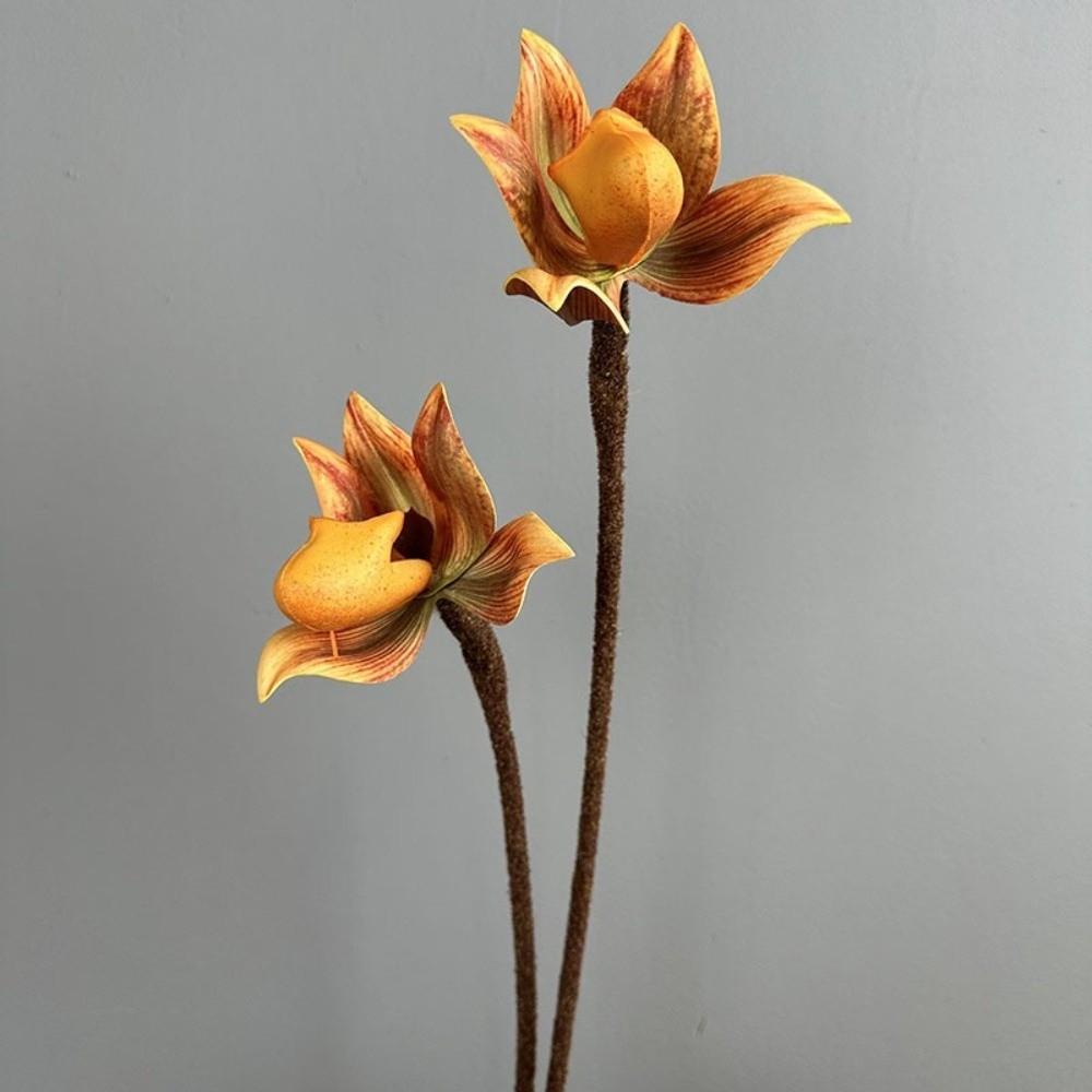 Lifelike Artificial Slipper Orchid Real Touch Imperial Slipper Orchid  Home Restaurant