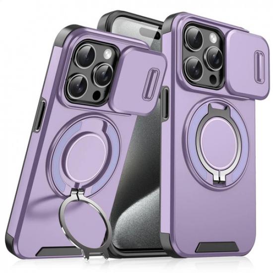 Чехол для iPhone 16 Pro Max, Магнитная крышка для камеры, Чехол для телефона с вращающимся на 360° кольцом-держателем для iPhone 16